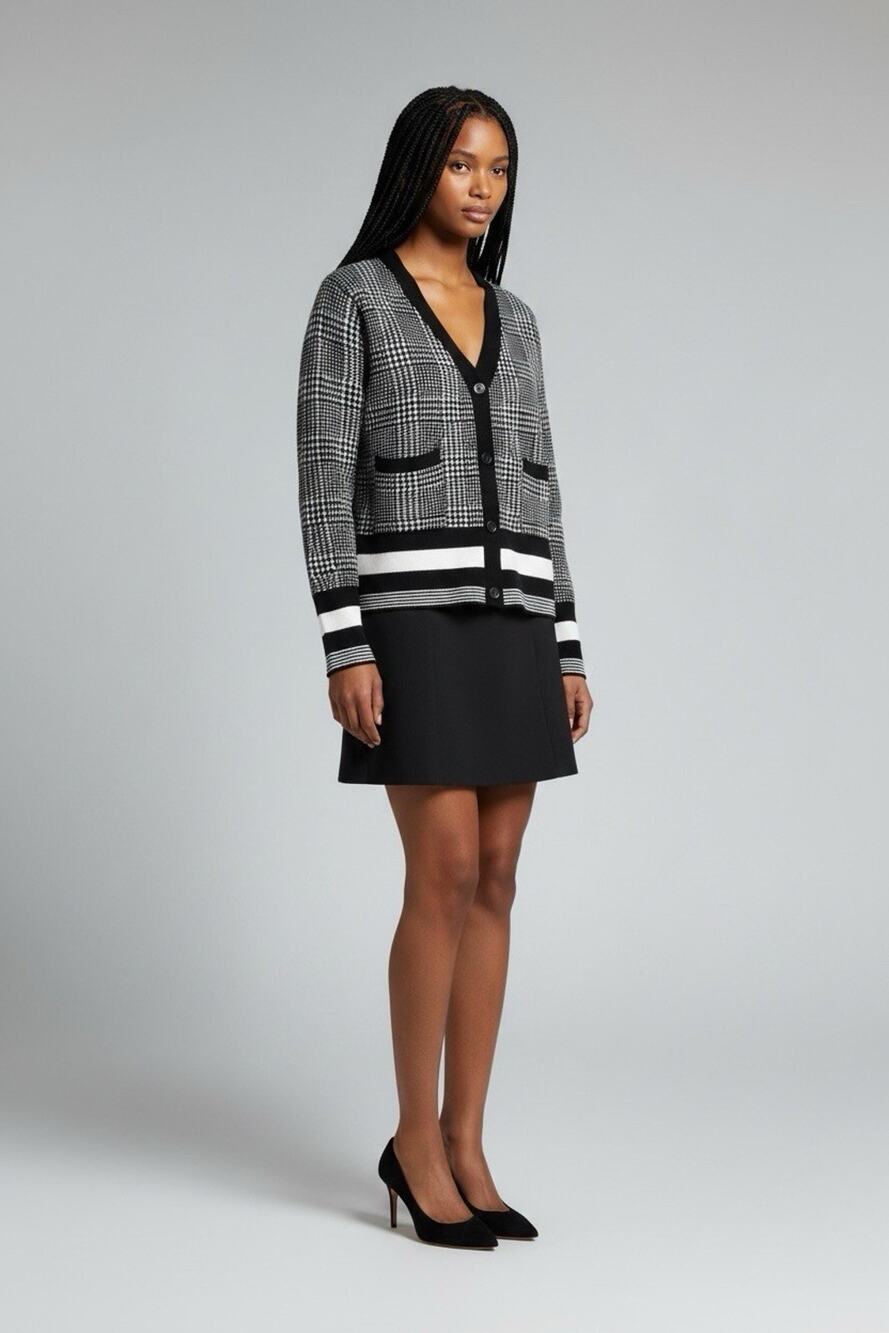 Thom Browne Houndstooth Cardigan Size Medium Black And White Size Small